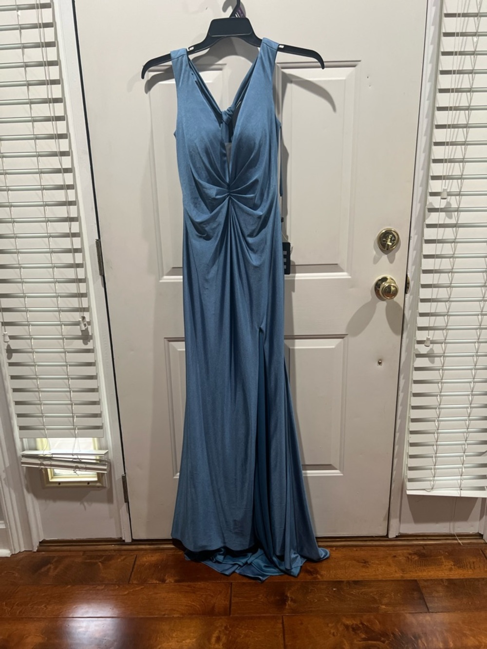 Elegant Blue Knot-Front Wedding Dress